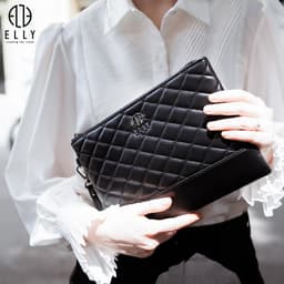 [Tặng hộp 20.10] Clutch nữ ELLY EC58 clutch cầm tay da thật cao cấp nhập khẩu dự tiệc công sở sang trọng 3