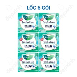 Lốc 6 gói Băng vệ sinh Laurier Fresh&Free siêu mỏng cánh  22cmx8 miếng 1
