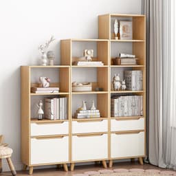 Tủ bắc âu CNC KÍN LƯNG, kệ sách để sàn đa năng, tủ sách có ngăn kéo tiện lợi chất liệu gỗ MDF TAGO ND90 1
