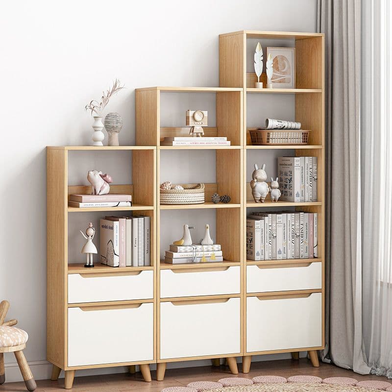 Tủ bắc âu CNC KÍN LƯNG, kệ sách để sàn đa năng, tủ sách có ngăn kéo tiện lợi chất liệu gỗ MDF TAGO ND90