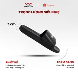 [D001] Dép Quai Ngang AVIWIN AviSoft D001 màu đen chất liệu EVA êm chân đế giày chống trơn trượt 3