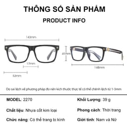 Gọng kính cận thời trang nam nữ NARO EYEWEAR  dáng vuông nhựa cao cấp hoạ tiết sắc nét- 2207 7