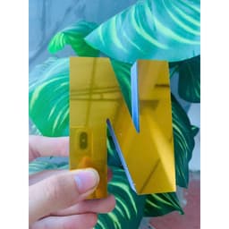 Chữ Nổi Gương Vàng  cao 20cm dày 2cm In Hoa Dán Tường Trang Trí Shop - Chữ Decor Biển quảng cáo Chất Liệu Fomex Alu 5