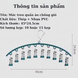 Móc Treo Quần Áo Chống Trượt, Phơi Đồ Lót Đa Năng Có Khóa Chống Rơi Bằng Thép Chắc Chắn, tiện lợi, tiết kiệm diện tích 5