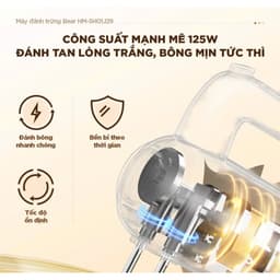 Máy Đánh Trứng Bear HM - 5H01J29, Công Suất 125w - Que Inox 304, Kèm Chân Chế Dựng Máy, Hàng Chính Hãng 3