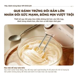 Máy Đánh Trứng Bear HM - 5H01J29, Công Suất 125w - Que Inox 304, Kèm Chân Chế Dựng Máy, Hàng Chính Hãng 2