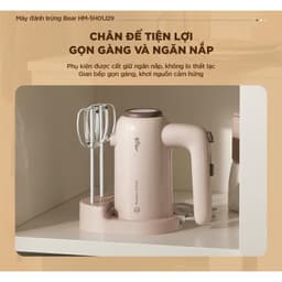 Máy Đánh Trứng Bear HM - 5H01J29, Công Suất 125w - Que Inox 304, Kèm Chân Chế Dựng Máy, Hàng Chính Hãng 5