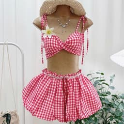 SÉT BIKINI ÁO BRA DÂY XOẮN PHỐI CHÂN VÁY DÂY RÚT BÍ NGẮN 4