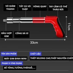 Máy bắn đinh hạt nổ Genki loại mới cao cấp, chất liệu thép chống rỉ, hộp đầy đủ phụ kiện 3