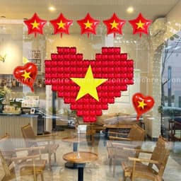 Set Dán Tường Gỗ Chủ Đề Việt Nam Yêu Nước Độc Lập - Tự Do Trang Trí Cửa Hàng, Công Ty 7