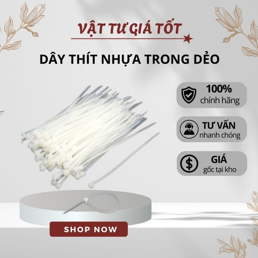 Dây Thít Nhựa Dây Rút Nhựa Lạt Nhựa Trắng Đen Cao Cấp Siêu Dai Buộc Dây Điện Cố Định Hàng