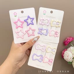 Set 32 Kẹp Tóc Bấm Cho Bé – Nhiều Hình Xinh Xắn Tông Hồng Tím Dễ Thương 8
