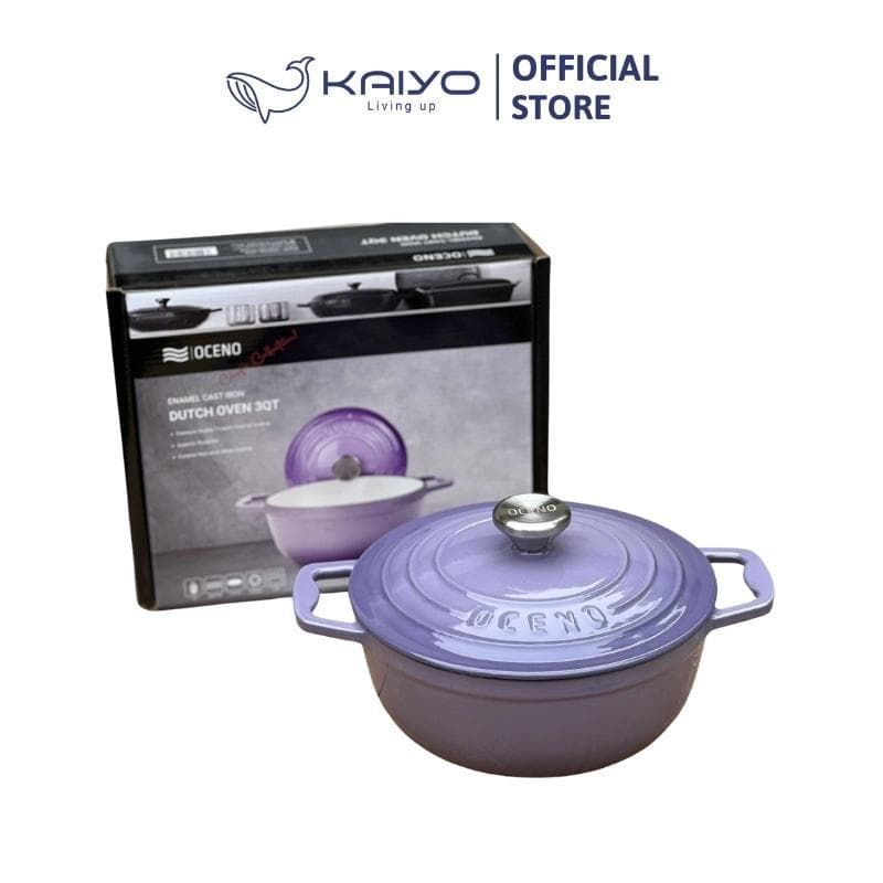 Nồi gang Oceno size 22cm phủ men gốm chống dính Teflon Bộ nồi gang đúc cao cấp