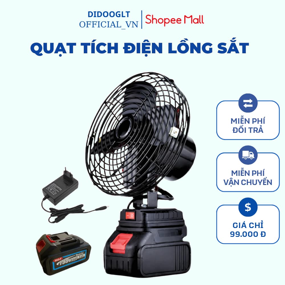 Quạt Mini Tích Điện DIDOOGLT Quạt Để Bàn Lượng Lớn 10 Cell Làm Mát Cực Nhanh Sử Dụng Liên Tục Nhiều Giờ