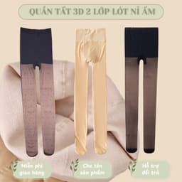 Quần Tất Da Chân 3D Quần Tất 2 Lớp Lót Nỉ Lông Siêu Ấm Che Mọi Khuyết Điểm  2