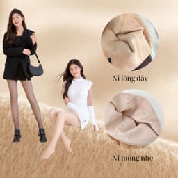 Quần Tất Da Chân 3D Quần Tất 2 Lớp Lót Nỉ Lông Siêu Ấm Che Mọi Khuyết Điểm  7