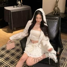 Xukadress_SET 3 MON:  ÁO KHOÁC TRẮNG + Áo 2S + CVAY TẦNG, set đồ dễ thương, set đồ cá tính, set trắng sang chảnh 3
