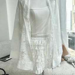 Xukadress_SET 3 MON:  ÁO KHOÁC TRẮNG + Áo 2S + CVAY TẦNG, set đồ dễ thương, set đồ cá tính, set trắng sang chảnh 6