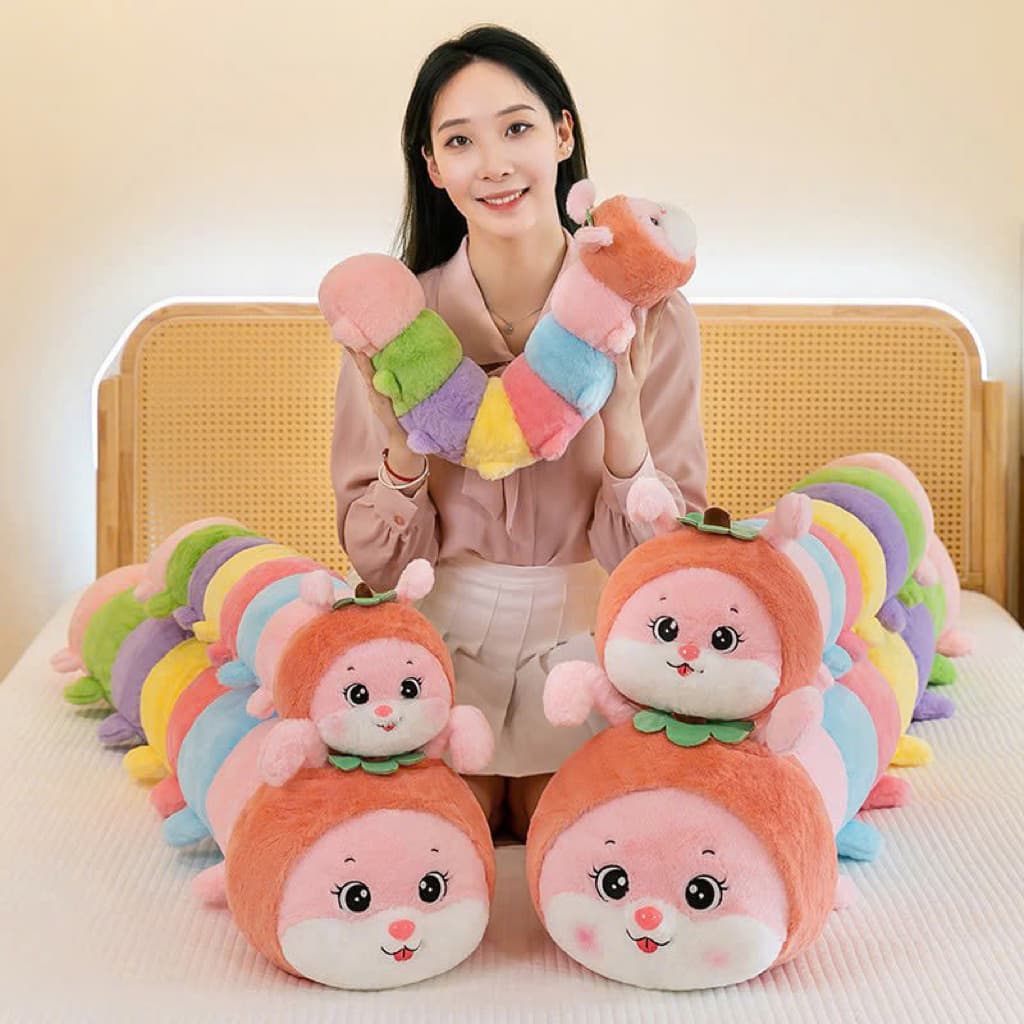 Gấu Bông Sâu Mặt Hề Bảy Sắc Cầu Vồng Thú Nhồi Bông Gối Ôm Dễ Thương Quà Tặng Đáng Yêu MIU GẤU XINH
