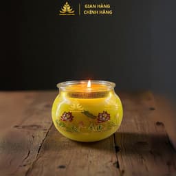 Combo Làm Nến Cúng Dường Ly Chữ Phúc 300ml, Gồm Sáp Bơ , Tặng Tim Đèn, Keo Nến, Văn Khấn 3