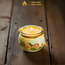 Combo Làm Nến Cúng Dường Ly Chữ Phúc 300ml, Gồm Sáp Bơ , Tặng Tim Đèn, Keo Nến, Văn Khấn 5