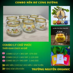 Combo Làm Nến Cúng Dường Ly Chữ Phúc 300ml, Gồm Sáp Bơ , Tặng Tim Đèn, Keo Nến, Văn Khấn 1