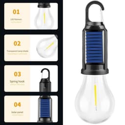 Bóng Đèn Cắm Trại Năng Lượng Mặt Trời T01-B, Sạc Type-C, Ánh Sáng Ấm, Có Móc Treo - Kho Sỉ Phước Thiện 3