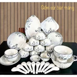 Bộ Bát Diệp Hồng  31 Chi Tiết Phong Cách Sang Trọng Lịch Sự, Chất Liệu Sứ Cao Cấp An Toàn [ đĩa  vuông ] 1