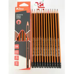 Hộp 12 Cây Bút Chì Chuốt KING K6688 Ngòi 2B/Bút Chì Chuốt Mẫu Cam Xen Đen, 1 Đầu Viết 1 Đầu Gôm, Chất Lượng Tốt 1