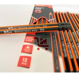 Hộp 12 Cây Bút Chì Chuốt KING K6688 Ngòi 2B/Bút Chì Chuốt Mẫu Cam Xen Đen, 1 Đầu Viết 1 Đầu Gôm, Chất Lượng Tốt 3