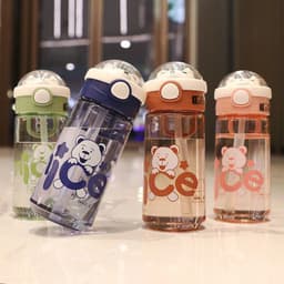 Bình nước gấu 650ml an toàn cho bé, chất liệu nhựa PC bền đẹp, lý tưởng cho đi học. 2