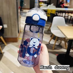 Bình nước gấu 650ml an toàn cho bé, chất liệu nhựa PC bền đẹp, lý tưởng cho đi học. 3