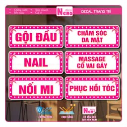 Decal Dán Trang Trí Tiệm Tóc, Barber, Nail, Mi Chống Nước, Decal Tranh Dán Menu Hair Salon, BarberShop. 1