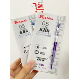 Hộp 12 Cây Bút Gel KING SL-101 HI-Tec Klik Ngòi 0.5MM/Bút Bi Cao Cấp Ngòi Nhỏ, Viết Êm, Mực Đều, Mực Xanh, Tím 7