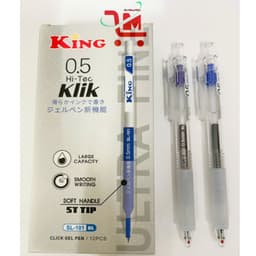 Hộp 12 Cây Bút Gel KING SL-101 HI-Tec Klik Ngòi 0.5MM/Bút Bi Cao Cấp Ngòi Nhỏ, Viết Êm, Mực Đều, Mực Xanh, Tím 4