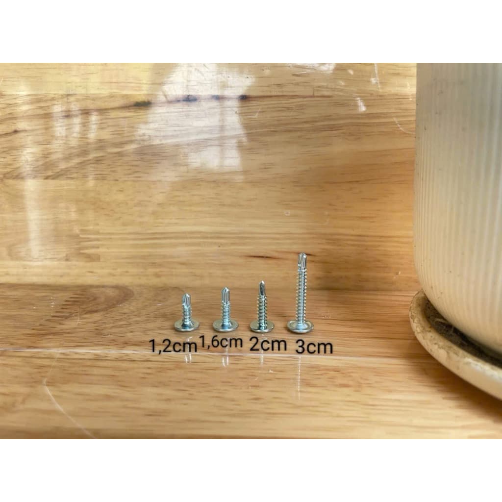 Vít Tự Khoan Sắt Mạ Đầu Dù (Đầu Cúc, Đuôi Cá) Hàng Tốt, Nhiều Kích Cỡ 1.2P, 1.6P, 2P, 3P,...