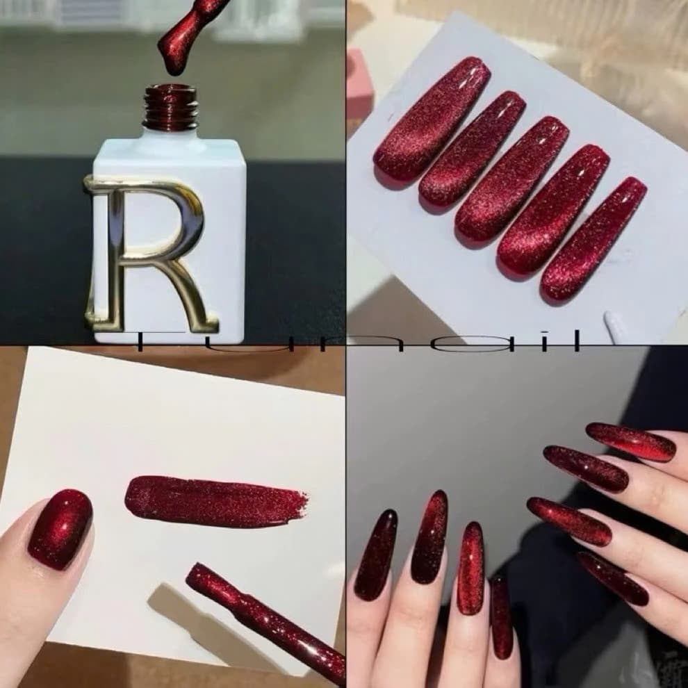Sơn mắt mèo kim cương màu đỏ CR chai 15ml Siêu Xinh Nail Bảo An