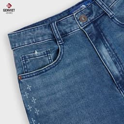 Quần Bò Nữ Ống Suông GENVIET JEANS Hiệu Ứng Laser Xước Dọc Sườn Chất Liệu Cao Cấp 8946 4