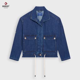 Áo khoác denim nữ GENVIET JEANS túi hộp dải rút eo tôn dáng năng động basic dễ phối đồ 8834 2