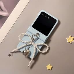 [CÓ SẴN] Nhiều màu - Ốp Z Flip 8 - ZFlip 5 - Z Flip 4 - Flip7 dây treo vải kèm tag nơ cute và thanh bảo vệ bản lề 3