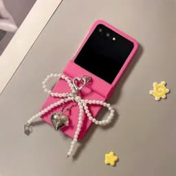 [CÓ SẴN] Nhiều màu - Ốp Z Flip 8 - ZFlip 5 - Z Flip 4 - Flip7 dây treo vải kèm tag nơ cute và thanh bảo vệ bản lề 5