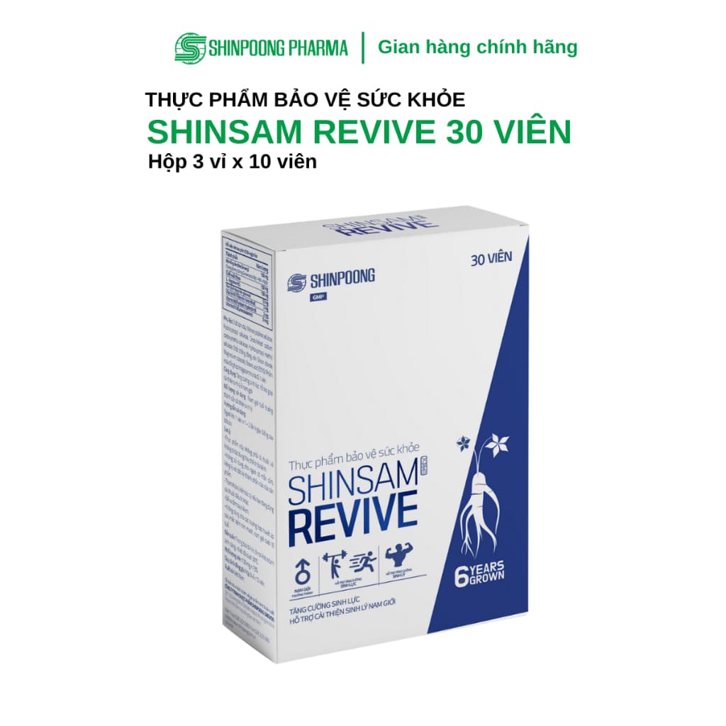 NAM GIỚI - Hồng Sâm  SHINSAM REVIVE - Viên uống hỗ trợ tăng cường sức khỏe cho nam - Shinpoong Pharma (Hộp 30V)
