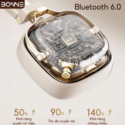 Tai Nghe Bluetooth Thiết Kế  Cổ Điển BH2 Chính Hãng By Bonne TECHNOLOGIQUE, Tai Nghe Bluetooth 6.0 Nghe Liên Tục 90h 6