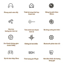 Tai Nghe Bluetooth Thiết Kế  Cổ Điển BH2 Chính Hãng By Bonne TECHNOLOGIQUE, Tai Nghe Bluetooth 6.0 Nghe Liên Tục 90h 3