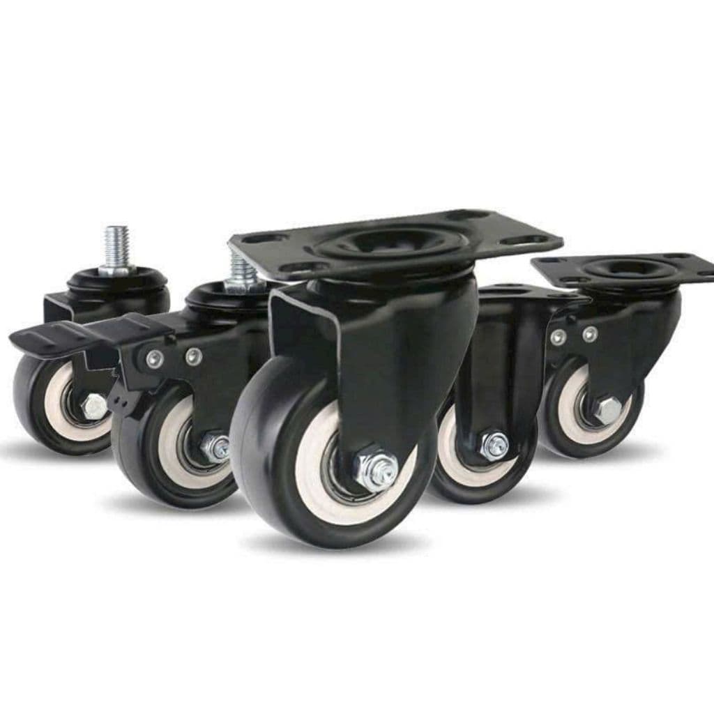 Bánh xe PVC đen cỡ 4,5,6,7,10 cm bánh xe khoá, xoay và cố định hàng loại 1 dày dặn
