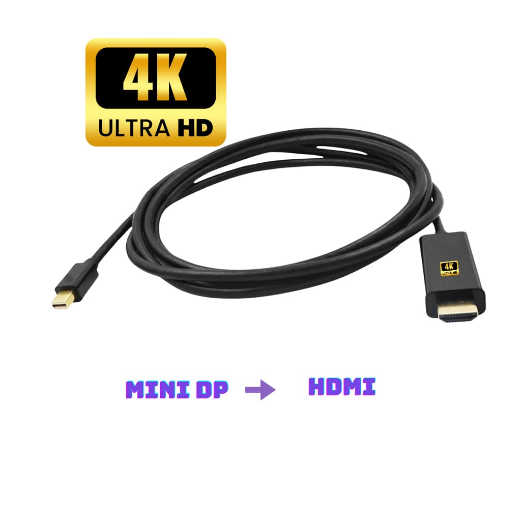 Cáp chuyển miniDP sang HDMI 1.8m độ phân giải 4K – Tương thích Macbook/Laptop/PC