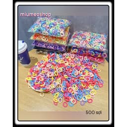 Túi 500 dây thun nhỏ cột tóc siêu co giãn, đủ màu sắc, an toàn cho bé, không làm đứt tóc. 3