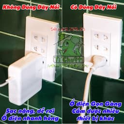 [Ảnh Thật] Dây Nguồn Nối Dài 1.8m Kèm Đầu Nối Gắn Trực Tiếp Cho Sạc AP MacBook iPhone iPad Thuận TIện Không Rơi Cốc Sạc 9