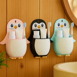 Kệ treo tường đa năng kệ dán tường hình chim cánh cụt đựng đồ cá nhân mỹ phẩm bàn chải dễ thương5706 1