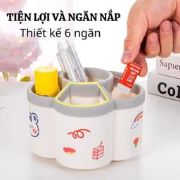 Hộp đựng bút xoay 360 dễ thương dung tích siêu lớn Kệ để đồ văn phòng phẩm để bàn đa chức năng [TẶNG STICKER] 7